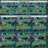 Custom Graffiti Pattern Teal-Gray Splatter Authentic Baseball Jersey