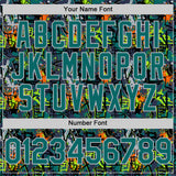 Custom Graffiti Pattern Teal-Gray Splatter Authentic Baseball Jersey