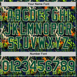 Custom Graffiti Pattern Green-Cream Splatter Authentic Baseball Jersey
