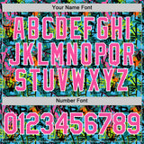 Custom Graffiti Pattern Pink-White Splatter Authentic Baseball Jersey