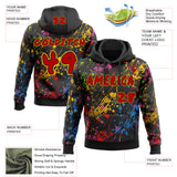 Custom Graffiti Pattern Red Black-Gold Colorful Paint Splatter Halftone Dots Pullover Sweatshirt Hoodie