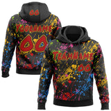 Custom Graffiti Pattern Red Black-Gold Colorful Paint Splatter Halftone Dots Pullover Sweatshirt Hoodie