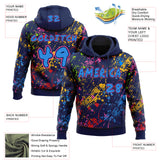 Custom Graffiti Pattern Powder Blue Navy-Pink Colorful Paint Splatter Halftone Dots Pullover Sweatshirt Hoodie