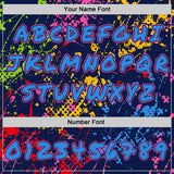 Custom Graffiti Pattern Powder Blue Navy-Pink Colorful Paint Splatter Halftone Dots Pullover Sweatshirt Hoodie