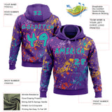 Custom Graffiti Pattern Teal Purple-Pink Colorful Paint Splatter Halftone Dots Pullover Sweatshirt Hoodie