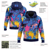 Custom Graffiti Pattern Powder Blue Navy-Pink Colorful Paint Splatter Pullover Sweatshirt Hoodie