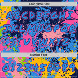 Custom Graffiti Pattern Powder Blue Navy-Pink Colorful Paint Splatter Pullover Sweatshirt Hoodie
