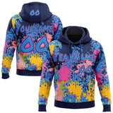 Custom Graffiti Pattern Powder Blue Navy-Pink Colorful Paint Splatter Pullover Sweatshirt Hoodie