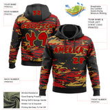 Custom Graffiti Pattern Red Black-Old Gold Brush Strokes Paint Splatter Pullover Sweatshirt Hoodie