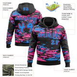Custom Graffiti Pattern Powder Blue Black-Pink Brush Strokes Paint Splatter Pullover Sweatshirt Hoodie