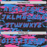 Custom Graffiti Pattern Powder Blue Black-Pink Brush Strokes Paint Splatter Pullover Sweatshirt Hoodie