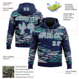 Custom Graffiti Pattern Gray Teal White-Navy Brush Strokes Paint Splatter Pullover Sweatshirt Hoodie