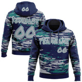 Custom Graffiti Pattern Gray Teal White-Navy Brush Strokes Paint Splatter Pullover Sweatshirt Hoodie