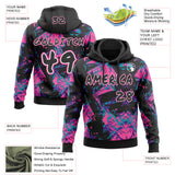 Custom Graffiti Pattern Black White-Pink Geometric Shatter Scratch Splatter Pullover Sweatshirt Hoodie