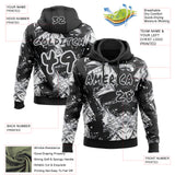 Custom Graffiti Pattern Black White-Gray Geometric Shatter Scratch Splatter Pullover Sweatshirt Hoodie