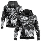 Custom Graffiti Pattern Black White-Gray Geometric Shatter Scratch Splatter Pullover Sweatshirt Hoodie