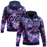 Custom Graffiti Pattern Navy White-Pink Geometric Shatter Scratch Splatter Pullover Sweatshirt Hoodie