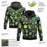 Custom Graffiti Pattern Black Aqua-Light Yellow Emoji Brush Stroke Splatter Pullover Sweatshirt Hoodie