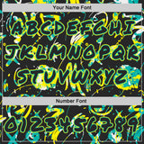 Custom Graffiti Pattern Black Aqua-Light Yellow Emoji Brush Stroke Splatter Pullover Sweatshirt Hoodie