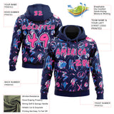 Custom Graffiti Pattern Pink Navy-White Emoji Brush Stroke Splatter Pullover Sweatshirt Hoodie