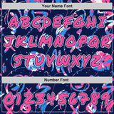 Custom Graffiti Pattern Pink Navy-White Emoji Brush Stroke Splatter Pullover Sweatshirt Hoodie