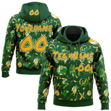 Custom Graffiti Pattern Gold Green-White Emoji Brush Stroke Splatter Pullover Sweatshirt Hoodie