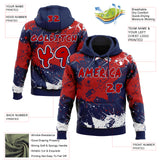 Custom Graffiti Pattern Red Navy-White Paint Splatter Pullover Sweatshirt Hoodie