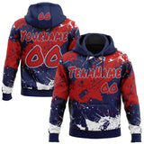 Custom Graffiti Pattern Red Navy-White Paint Splatter Pullover Sweatshirt Hoodie