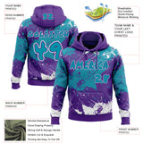 Custom Graffiti Pattern Teal Purple-White Paint Splatter Pullover Sweatshirt Hoodie