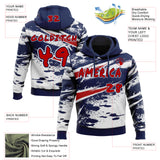Custom Graffiti Pattern Red Navy-White Brush Stroke Splatter Pullover Sweatshirt Hoodie