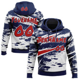 Custom Graffiti Pattern Red Navy-White Brush Stroke Splatter Pullover Sweatshirt Hoodie