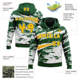 Custom Graffiti Pattern Gold Green-White Brush Stroke Splatter Pullover Sweatshirt Hoodie