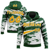 Custom Graffiti Pattern Gold Green-White Brush Stroke Splatter Pullover Sweatshirt Hoodie