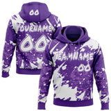 Custom Graffiti Pattern White-Purple Paint Splatter Halftone Dots Pullover Sweatshirt Hoodie