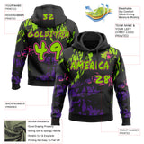 Custom Graffiti Pattern Neon Green Black-Pink Geometric Scratch Splatter Pullover Sweatshirt Hoodie