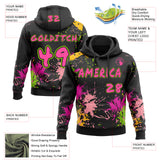 Custom Graffiti Pattern Pink Black-Neon Green Paint Splatter Pullover Sweatshirt Hoodie