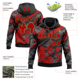 Custom Graffiti Pattern Red Black-Old Gold Brush Stroke Splatter Pullover Sweatshirt Hoodie