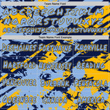 Custom Graffiti Pattern Light Blue Navy-Gold Brush Stroke Splatter Pullover Sweatshirt Hoodie