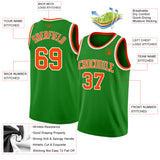 Custom Grass Green Orange-White Authentic Basketball Jersey