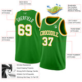 Custom Grass Green White-Gold Authentic Basketball Jersey