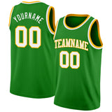 Custom Grass Green White-Gold Authentic Basketball Jersey