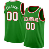 Custom Grass Green White-Red Authentic Basketball Jersey