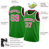 Custom Grass Green Pink-White Authentic Basketball Jersey