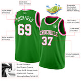 Custom Grass Green White-Pink Authentic Basketball Jersey
