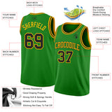 Custom Grass Green Black-Gold Authentic Basketball Jersey