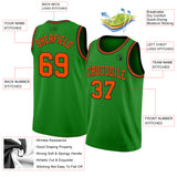 Custom Grass Green Orange-Black Authentic Basketball Jersey
