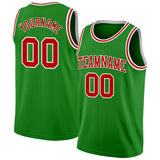 Custom Grass Green Red-White Authentic Basketball Jersey