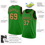 Custom Grass Green Old Gold-Black Authentic Basketball Jersey