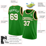 Custom Grass Green White-Old Gold Authentic Basketball Jersey