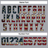 Custom Gray Vintage USA Flag Black-Cream Hockey Lace Neck Jersey